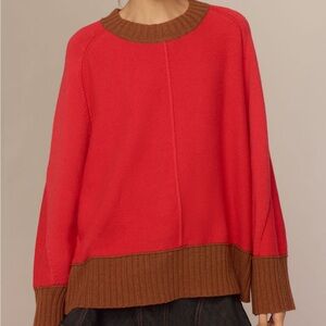 Anthropologie Red and Brown Sweater